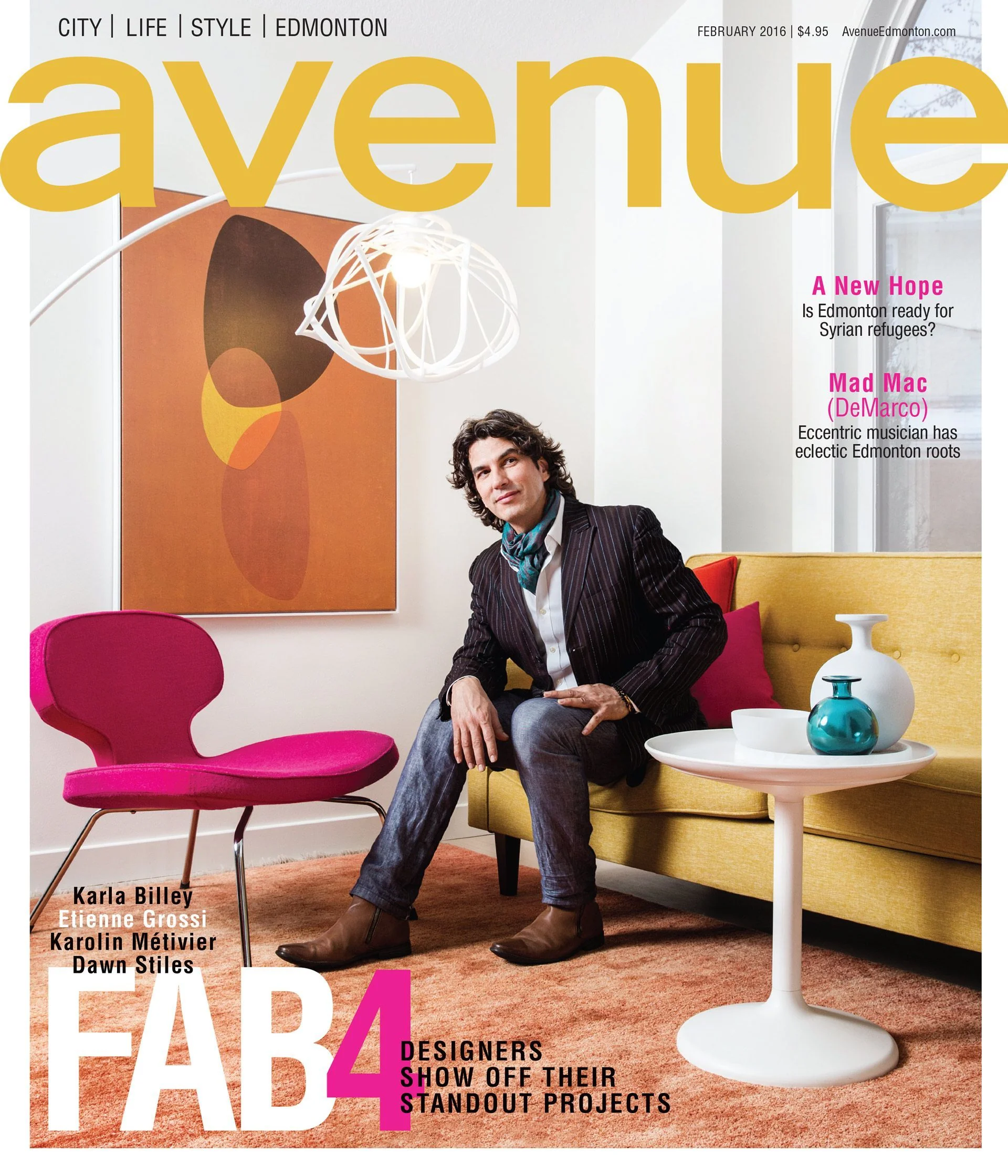 Etienne Grossi on the cover of Avenue Magazine, February 2016