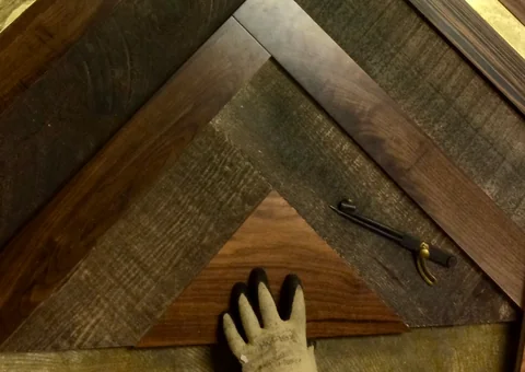 Hand-fitted walnut herringbone detail